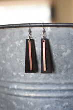 Leather Trapezoid with Hand Pounded Copper Strip Earrings