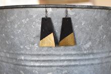 Leather Trapezoid with Golden Edge Earrings