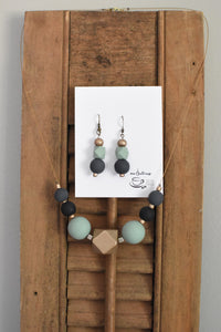 Painted Bead Earrings / Necklace Set